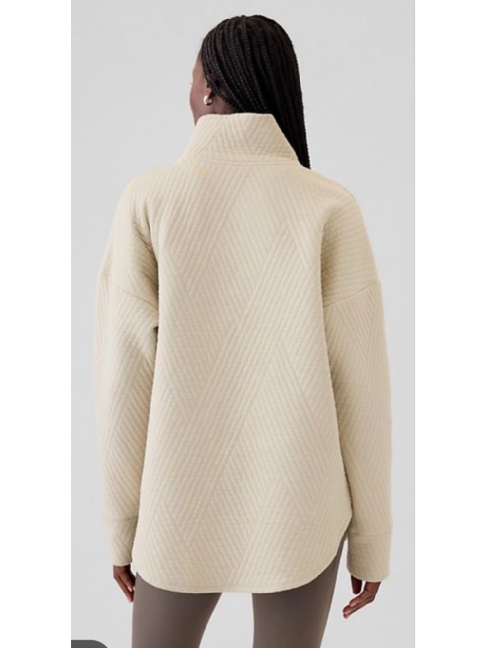 NWT Gap Fit Quilted Jacquard Half-Zip Pullover in Moonstone Beige Sz XL! - Picture 2 of 8